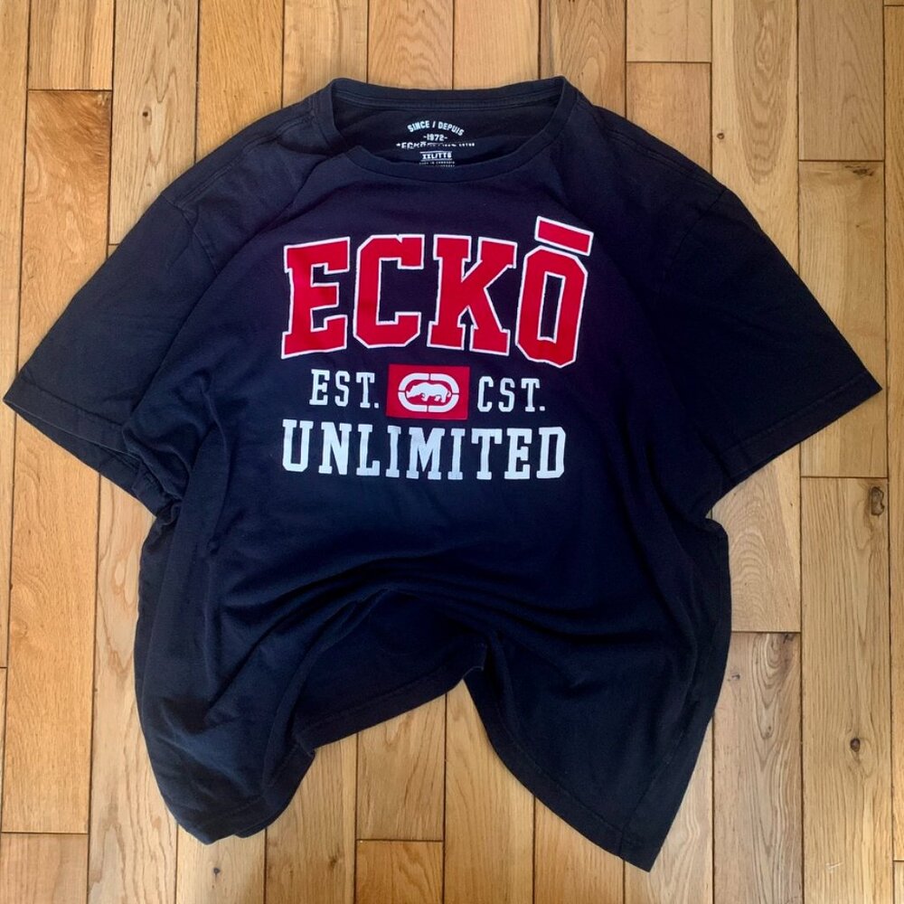 Vintage Y2K Ecko Unltd Cracked shirt 2XL Black Men's Skating Surfing Biking